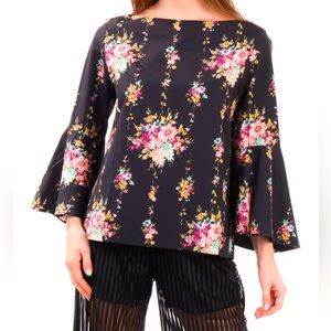Alice + Olivia Floral Print Blouse Top • bell sleeve • size XS